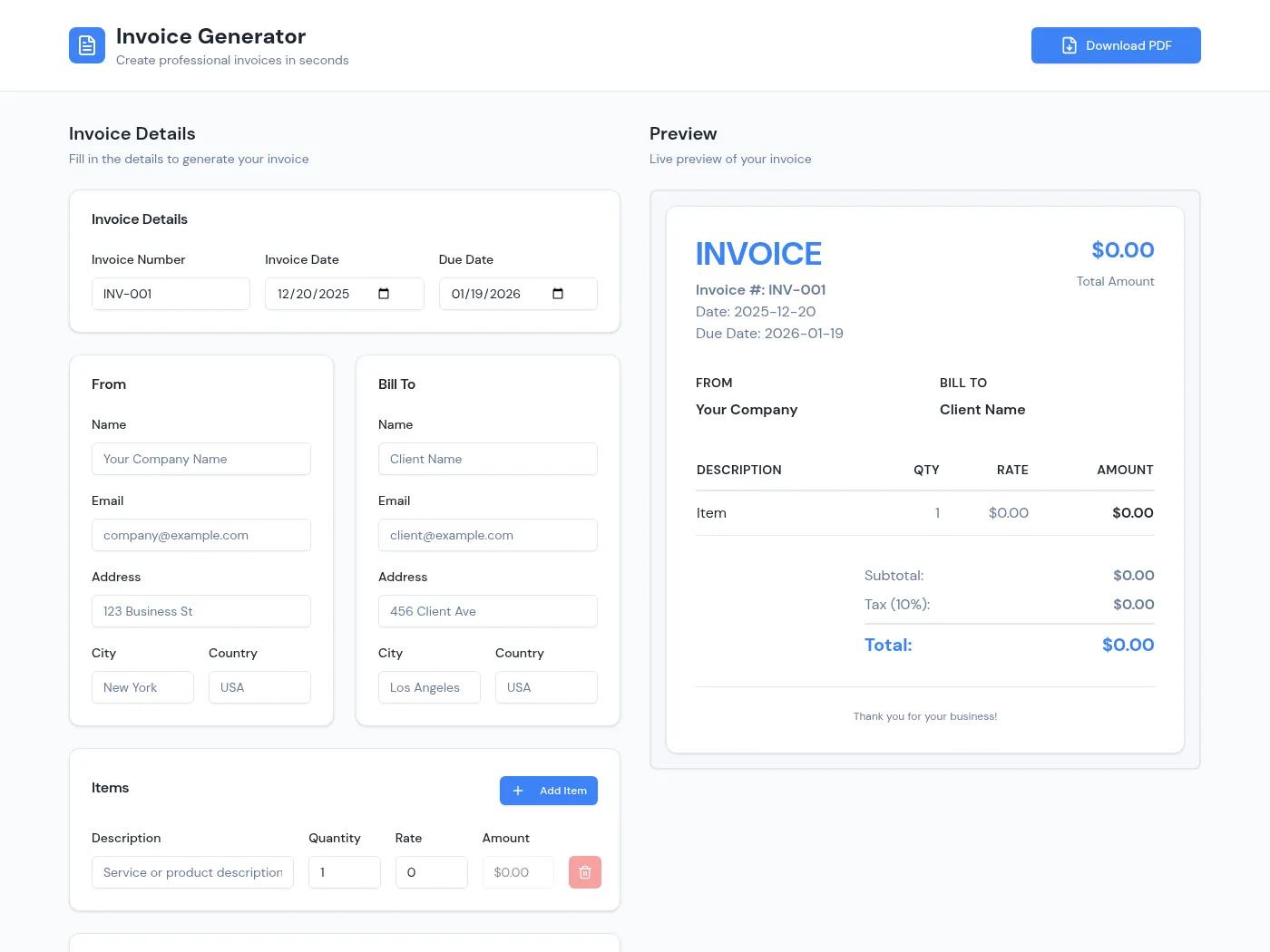 Invoice Generator – HTML